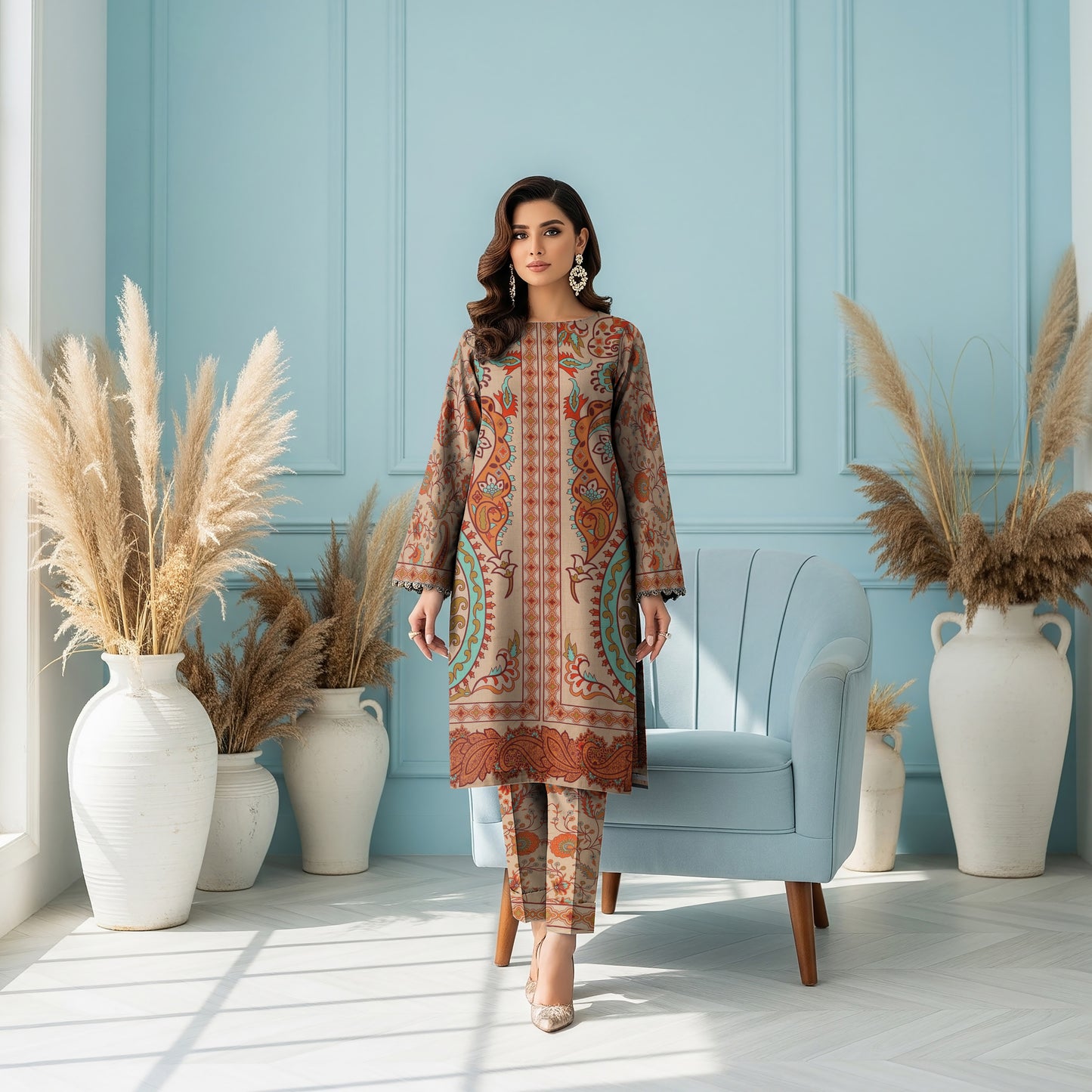 Anaya Noor Printed Lawn Co-ard Set 2PC