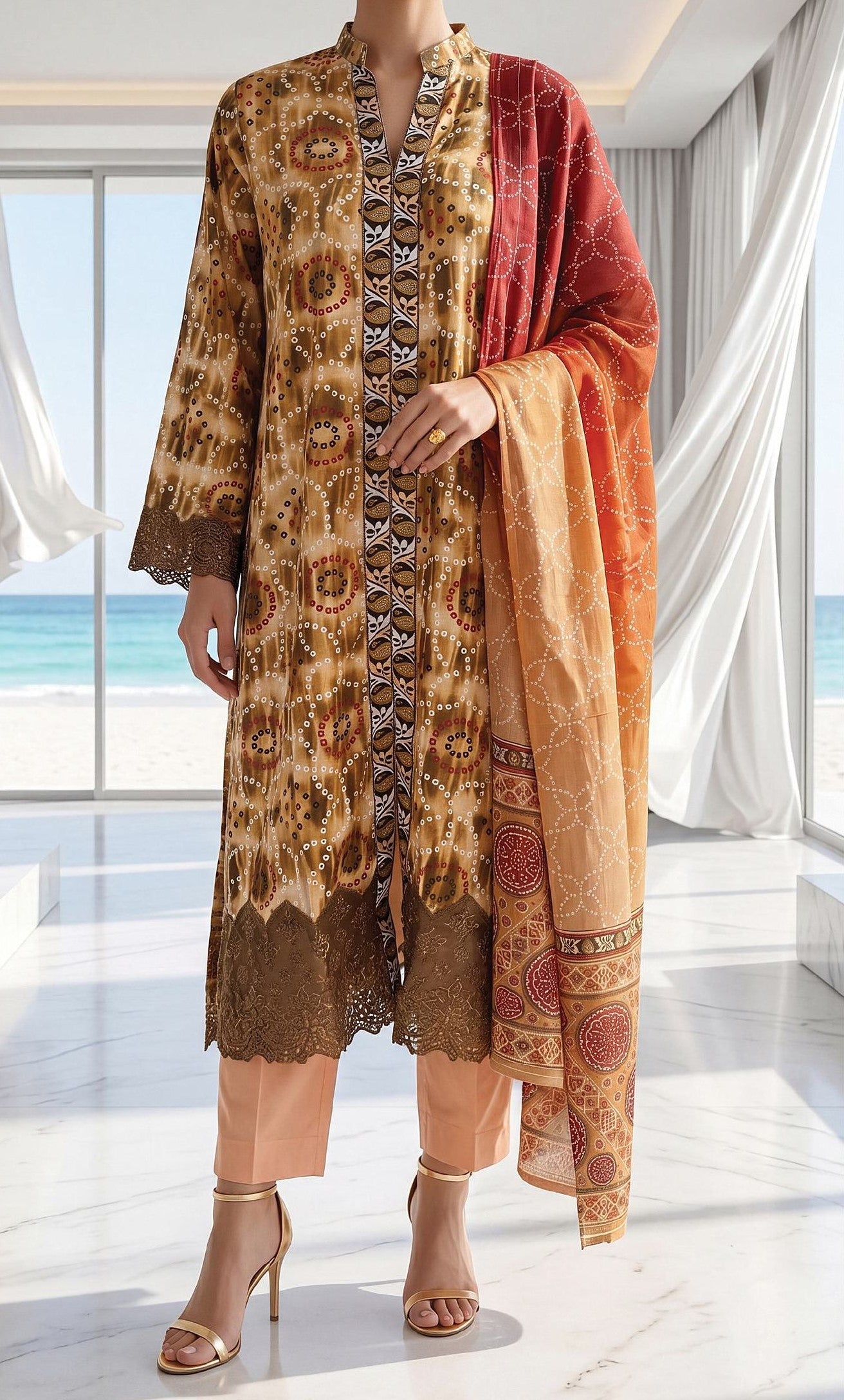Fleur By Almeerah Premium Printed Lawn With Emb Patches 3PC