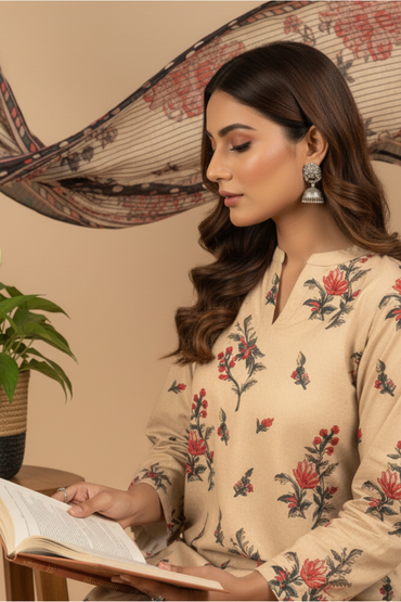 Noor By Fiza Noor Printed Wool 3PC