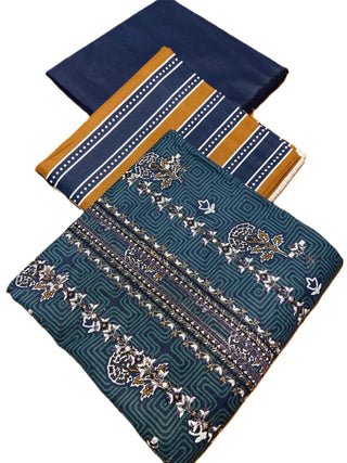 Murashe 3-Pcs Digital Printed & Embroidered Premium Plain Khaddar