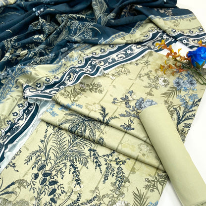 Raqs By Uneq Digital Printed Cotton Viscose 3PC