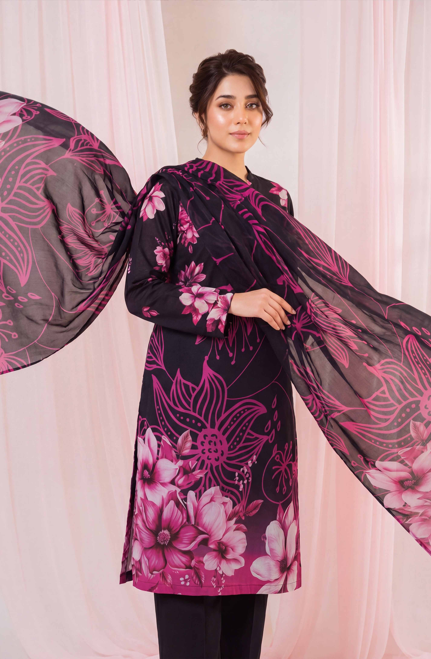 Black Series By Anaya Noor Digital Printed Chamki Lawn 3PC