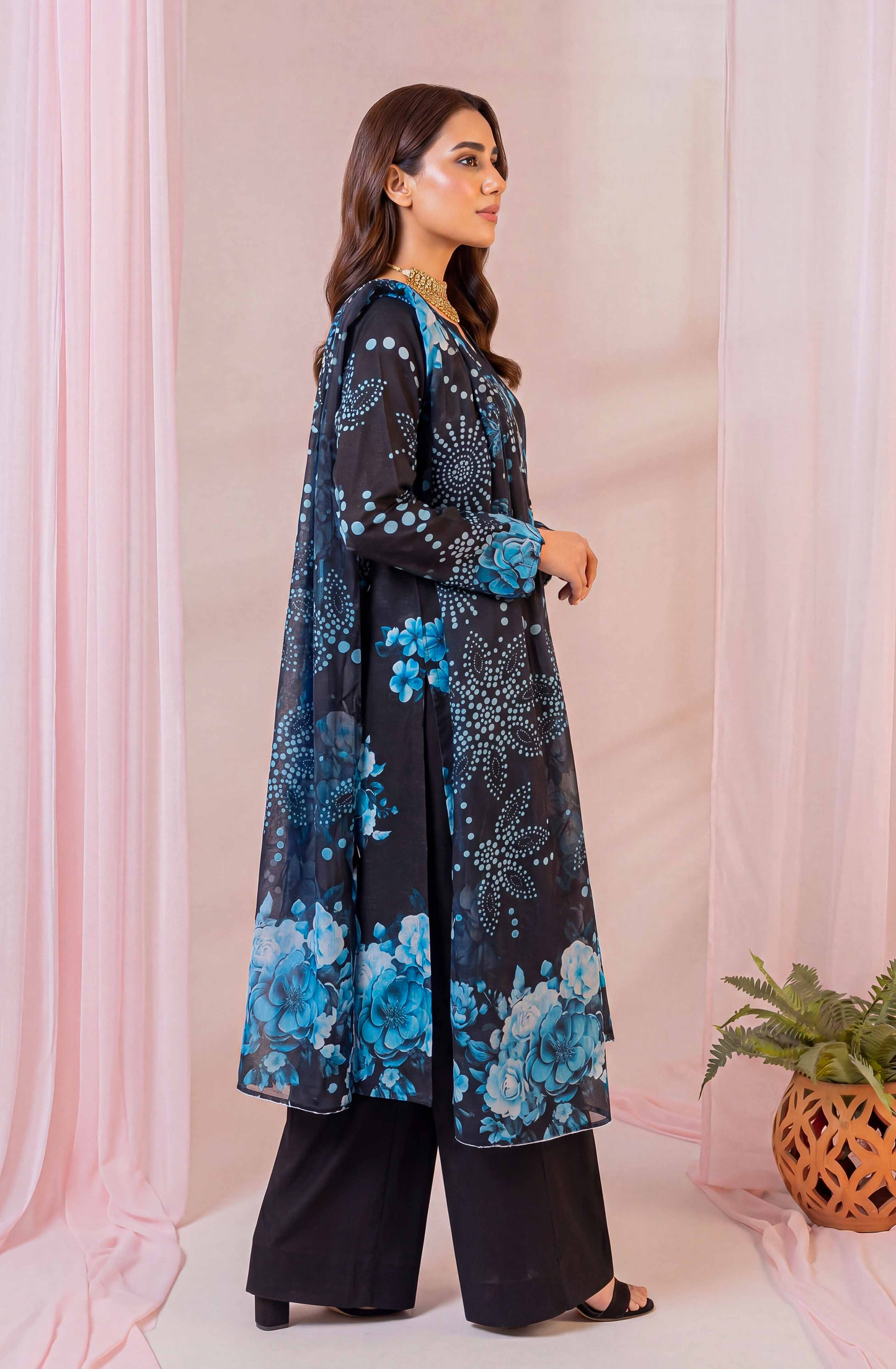 Black Series By Anaya Noor Digital Printed Chamki Lawn 3PC