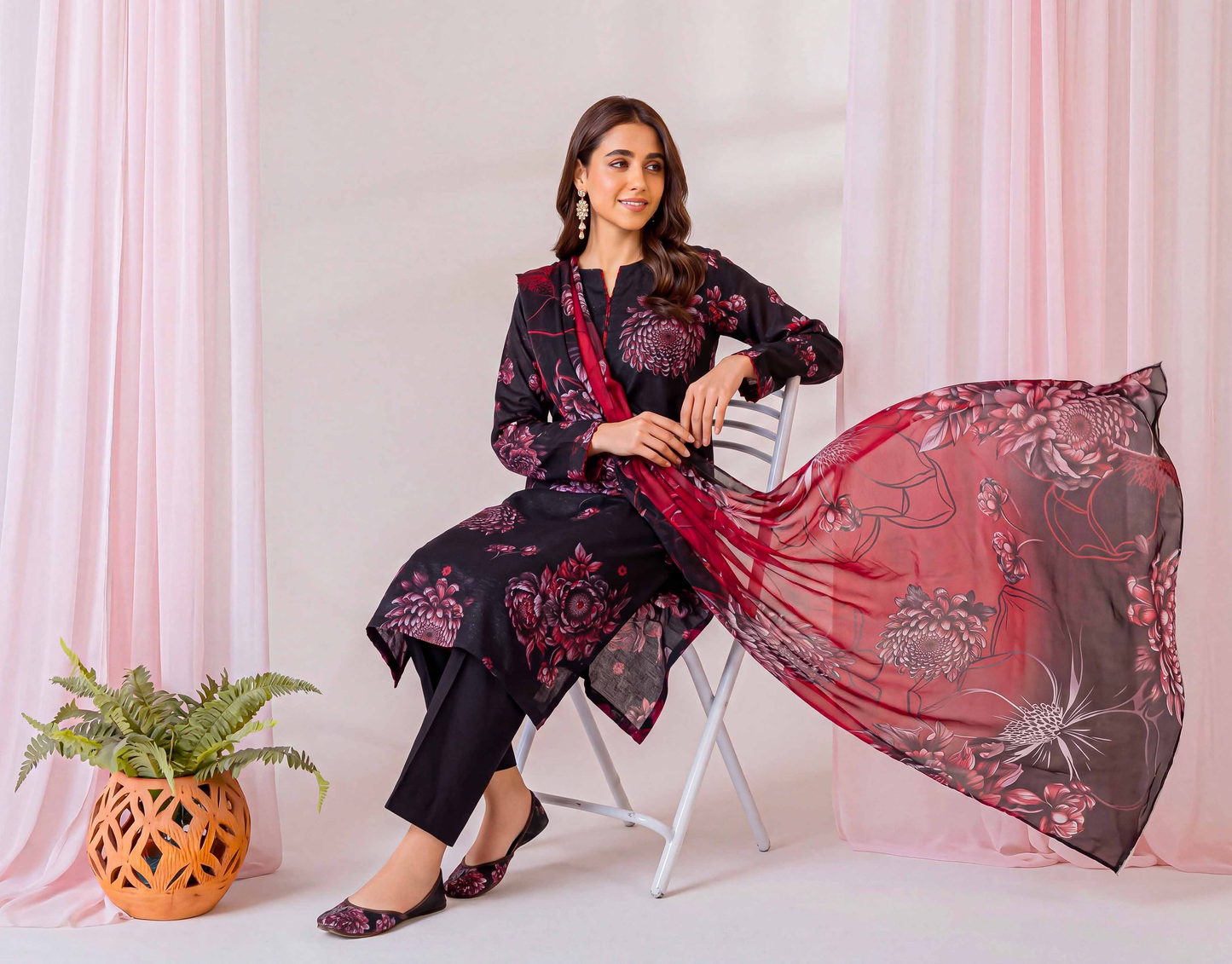Black Series By Anaya Noor Digital Printed Chamki Lawn 3PC