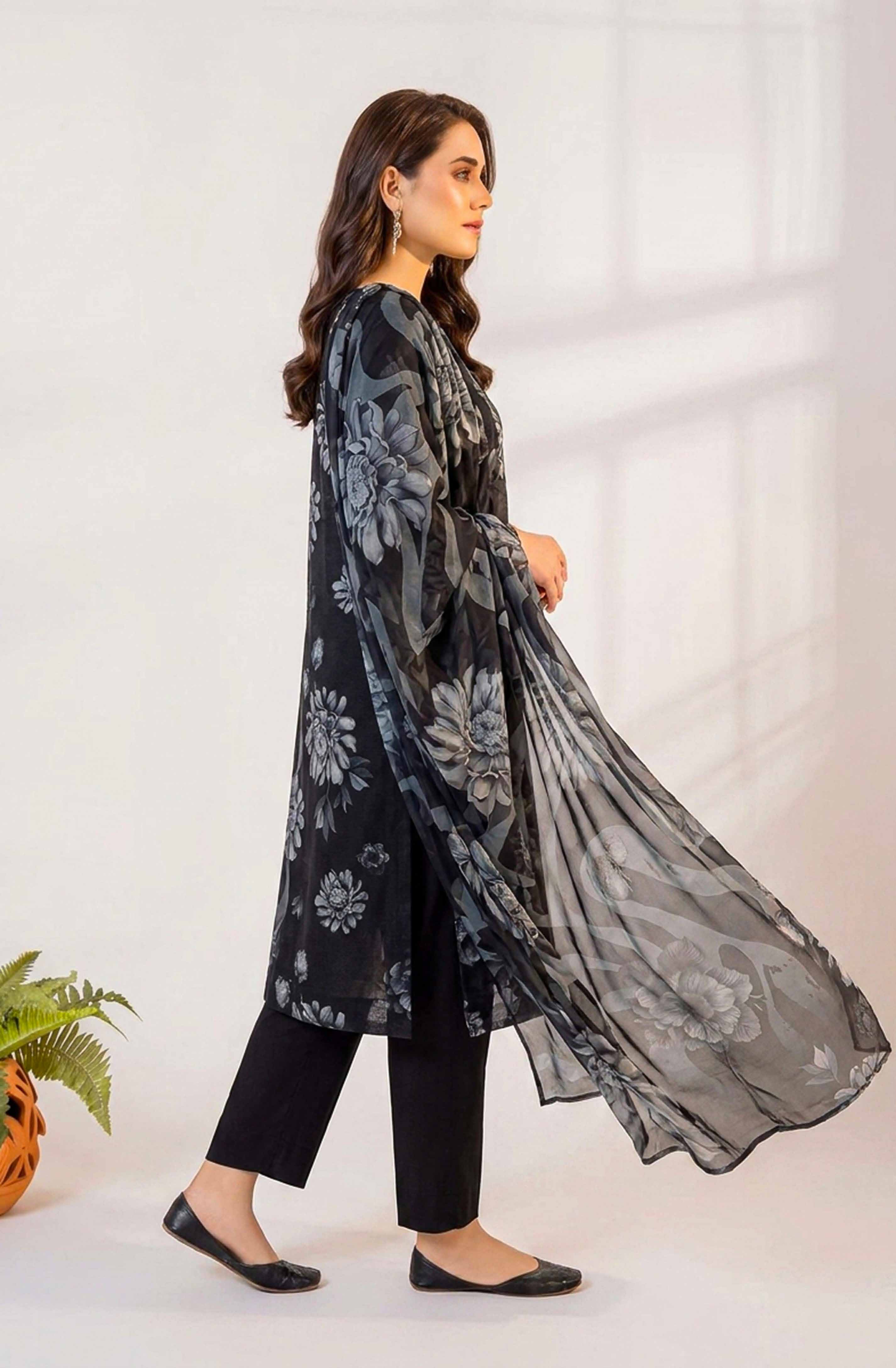 Black Series By Anaya Noor Digital Printed Chamki Lawn 3PC