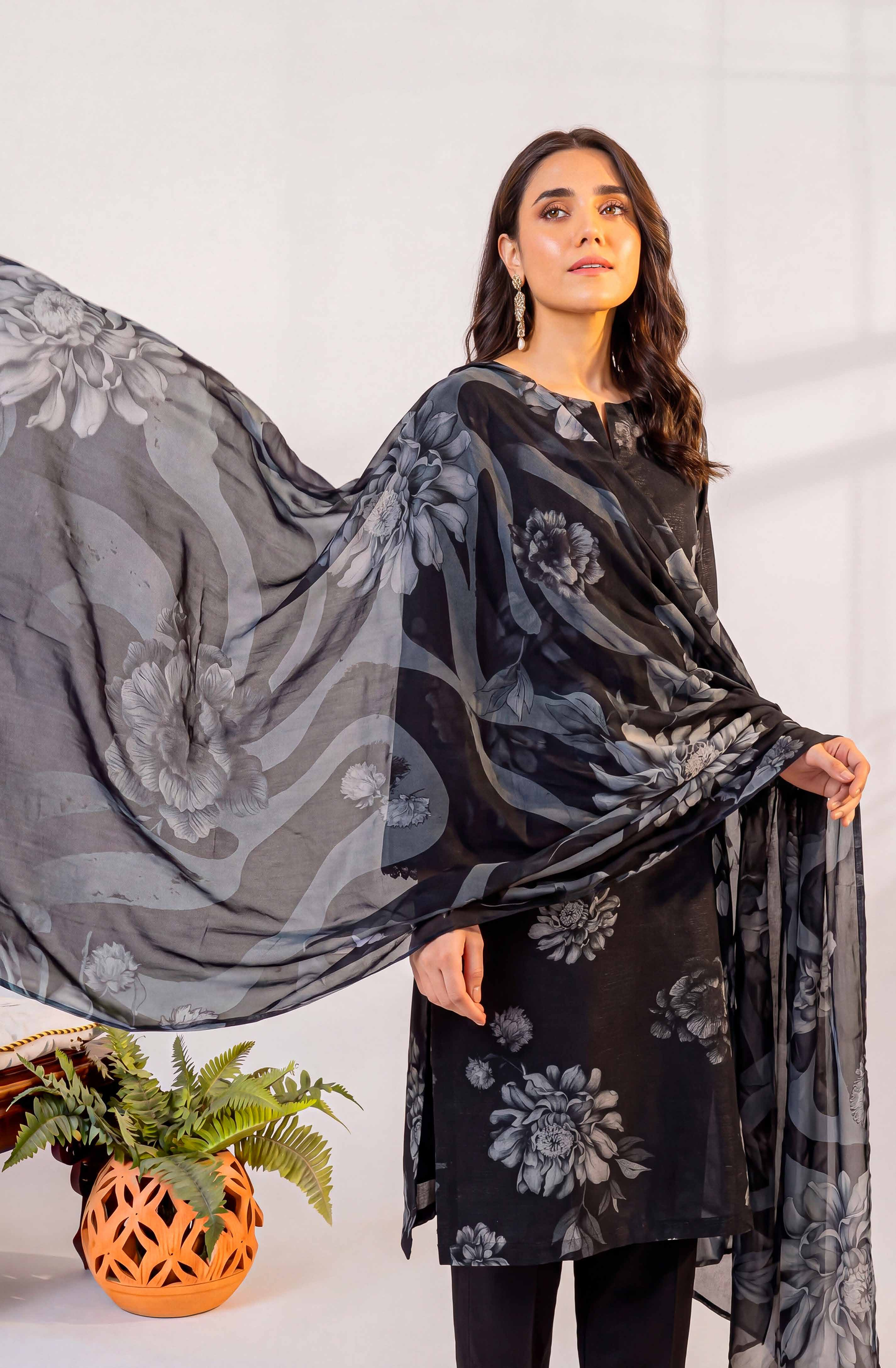 Black Series By Anaya Noor Digital Printed Chamki Lawn 3PC