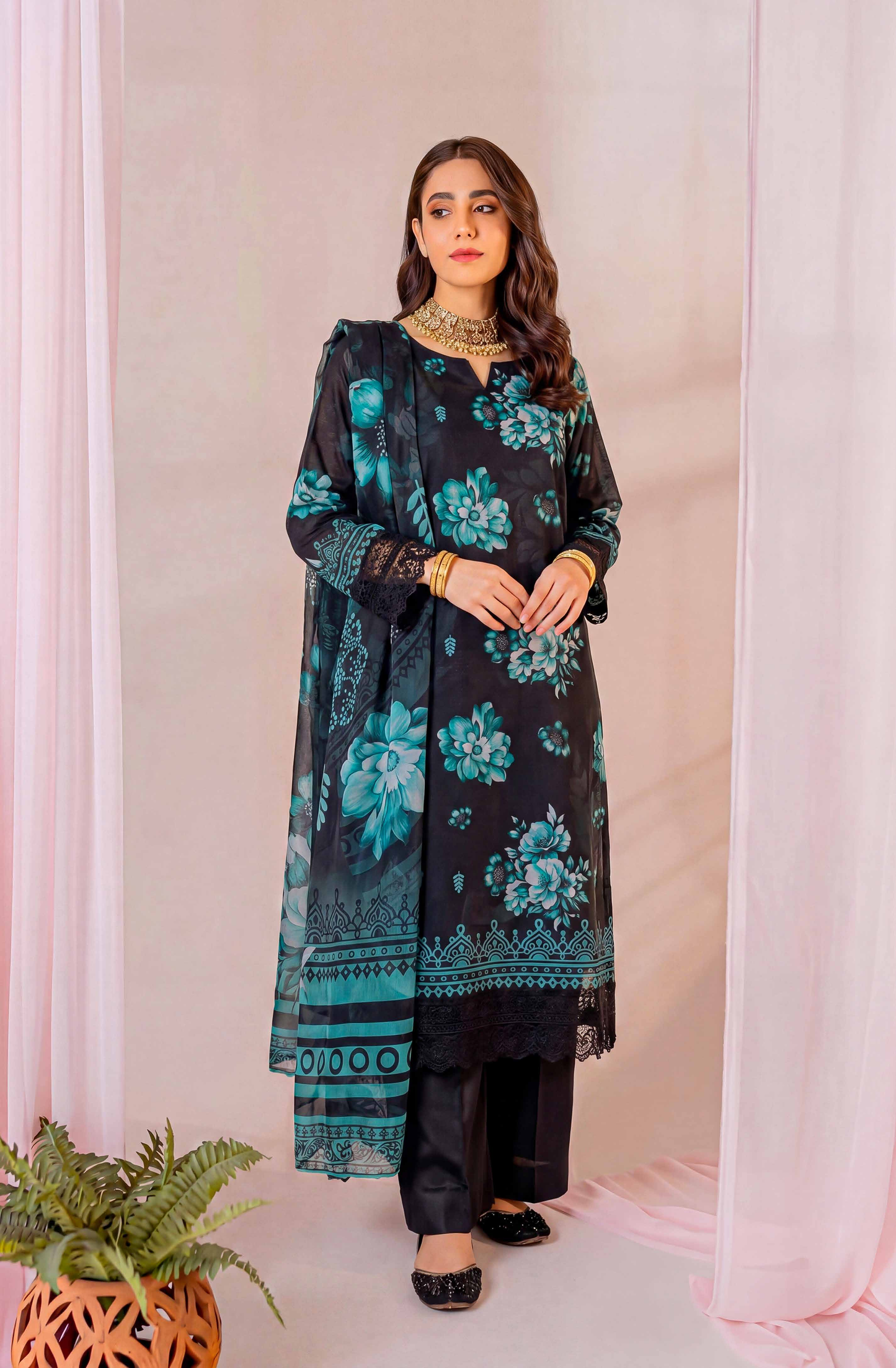 Black Series By Anaya Noor Digital Printed Chamki Lawn 3PC