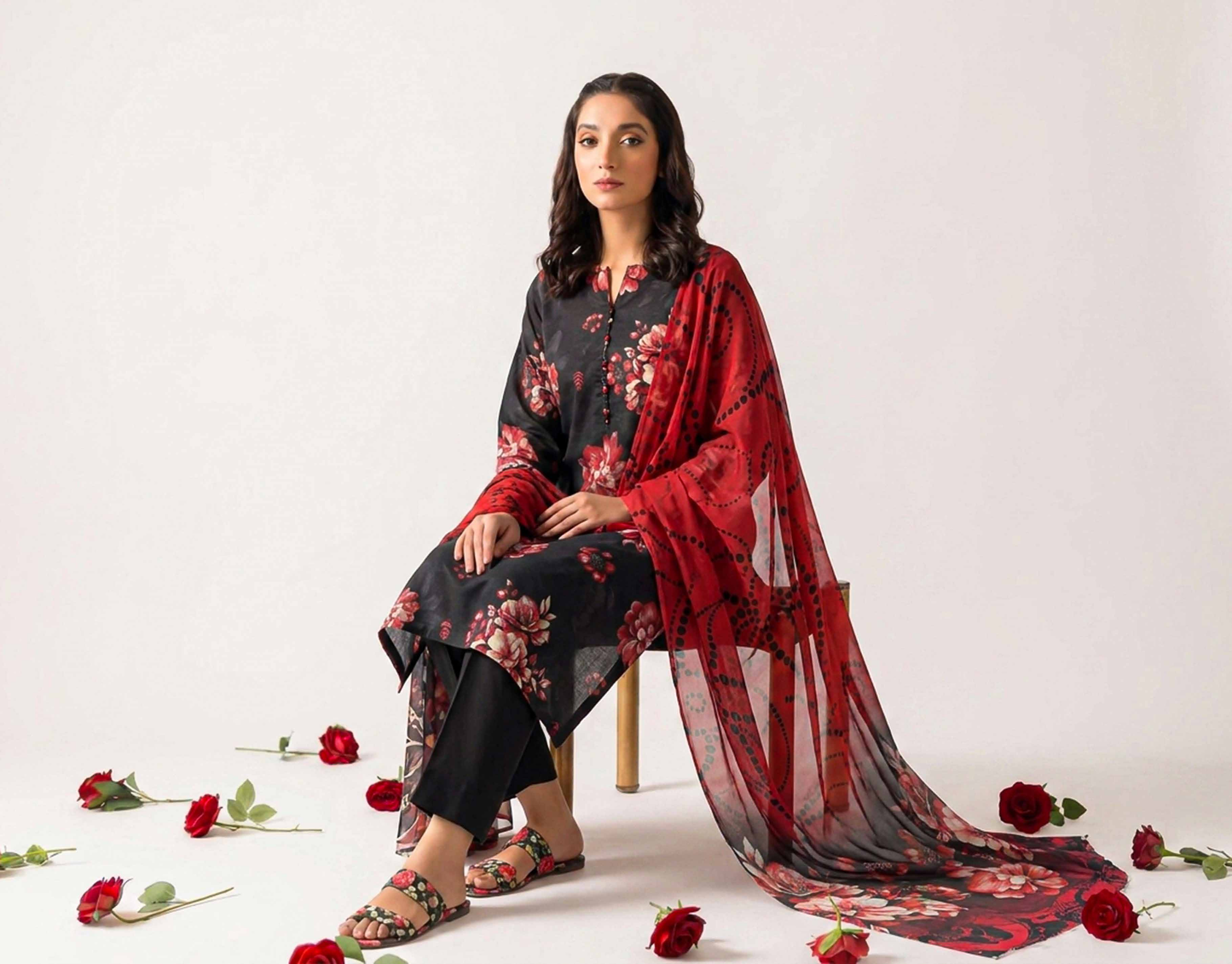 Black Series By Anaya Noor Digital Printed Chamki Lawn 3PC