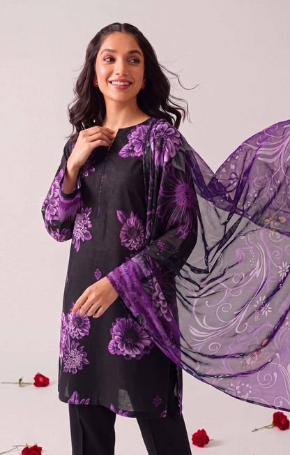 Black Series By Anaya Noor Digital Printed Chamki Lawn 3PC