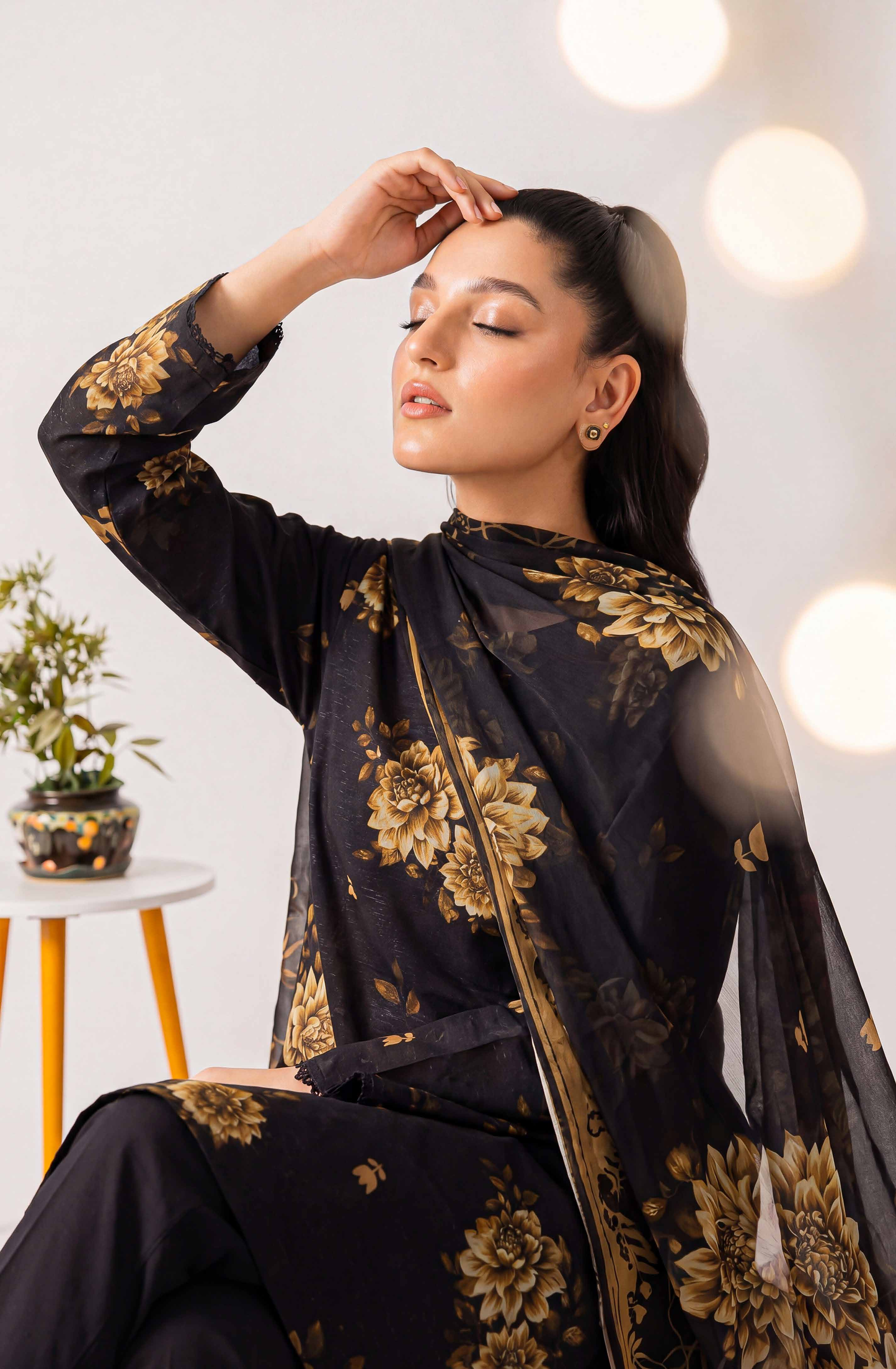 Black Series By Anaya Noor Digital Printed Chamki Lawn 3PC