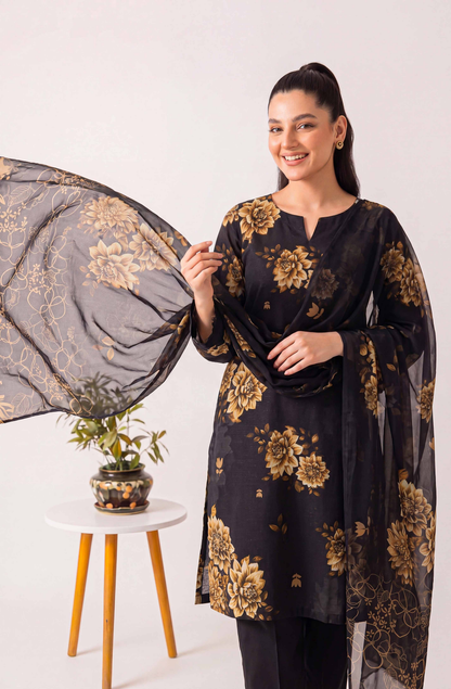 Black Series By Anaya Noor Digital Printed Chamki Lawn 3PC