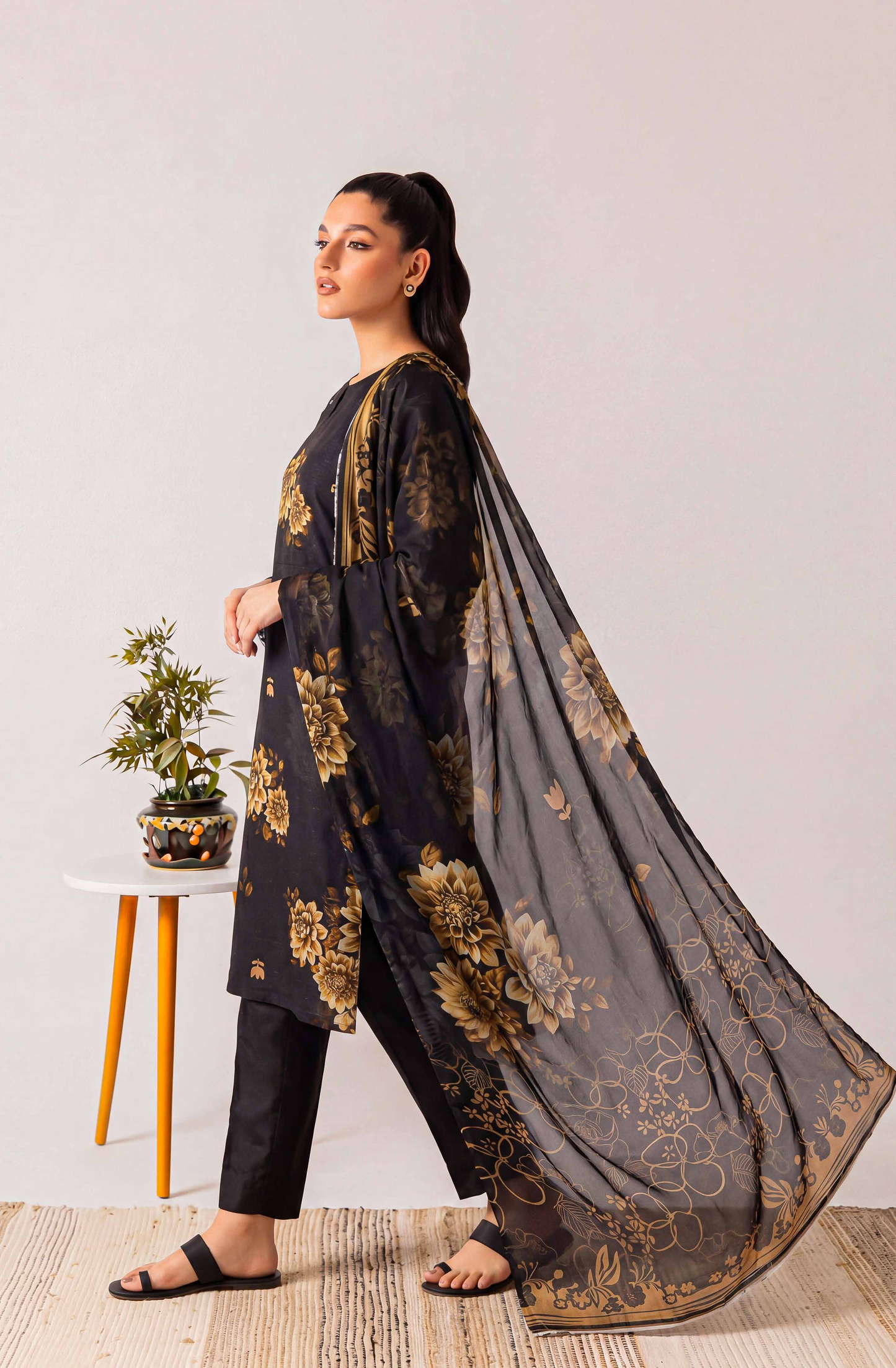 Black Series By Anaya Noor Digital Printed Chamki Lawn 3PC
