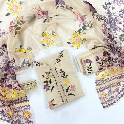 Aneelas Full Embroidered Lawn With Emb Paches 3PC