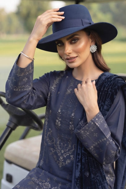 Khoshbo Sa By Anaya Noor Full Emb Dhanak With Plachi Shawl 3PC
