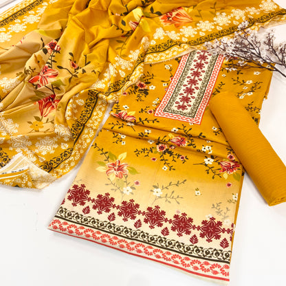 Kayseria Digital Printed Bana Dora Linen 3PC