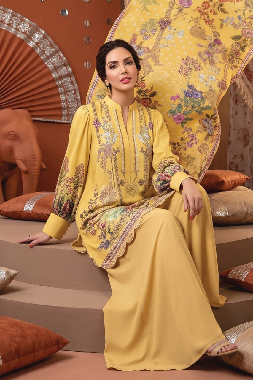 Zesh Printed Velvet Dora Viscose 3PC
