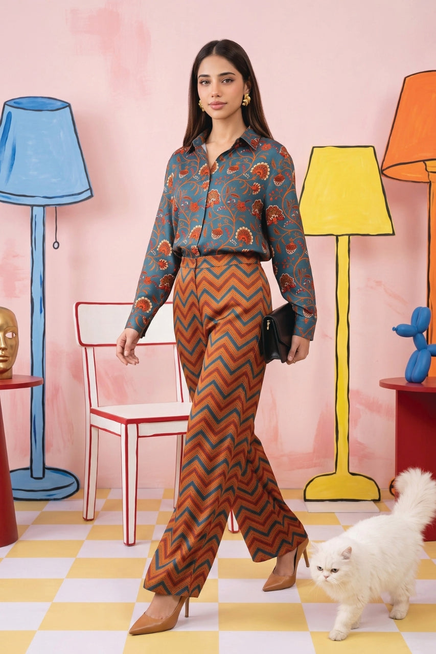 Zesh Printed Silk 2PC