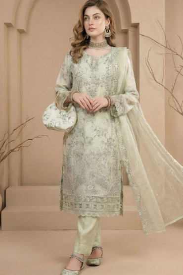 Huda | Dressline | Semi-Stitched - Organza