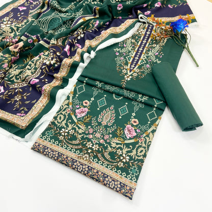 Raqs By Uneq Digital Printed Cotton Viscose 3PC