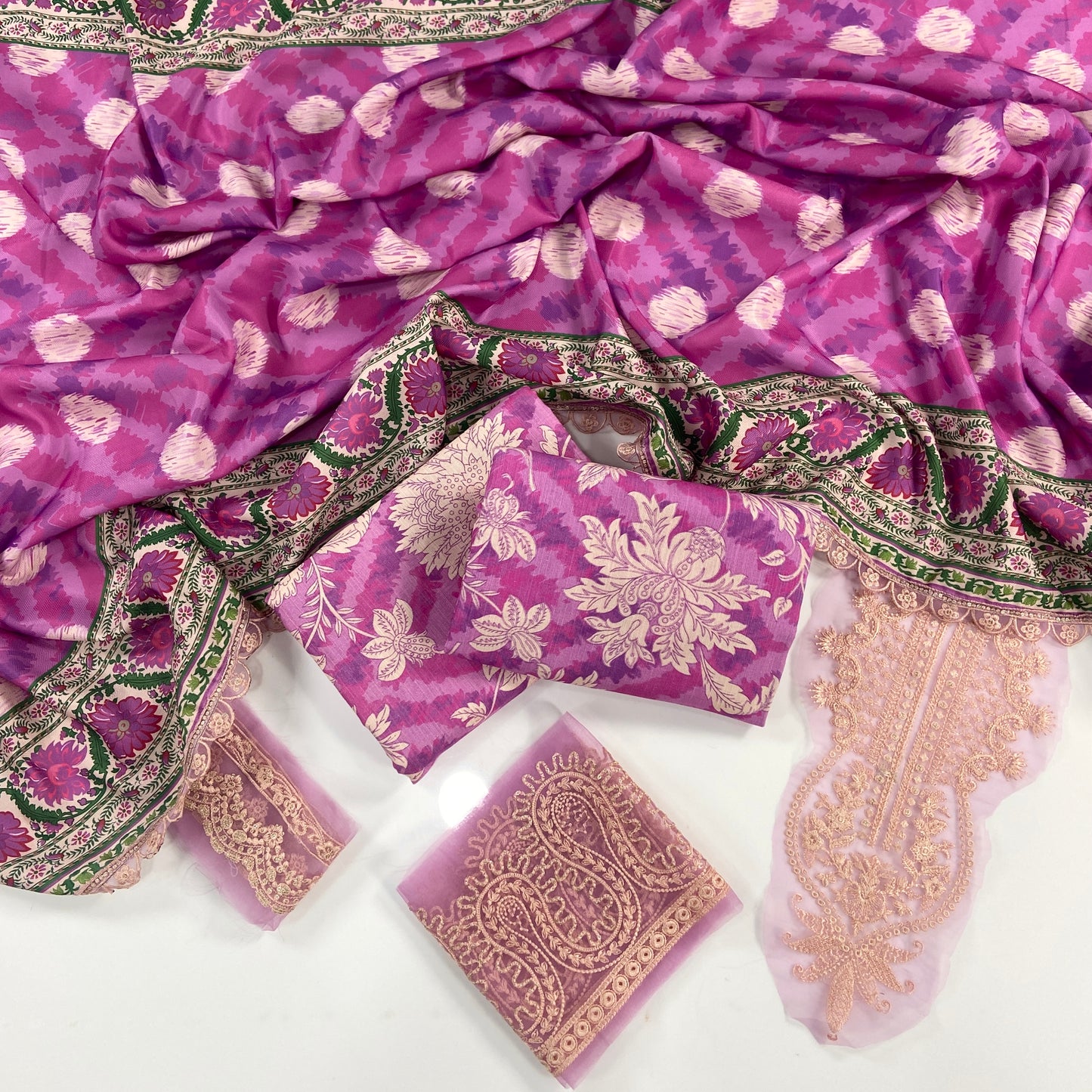 Aneelas Printed Slub Khaddar With Emb Patches 3PC