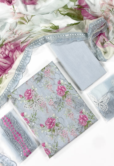 Maria B Embroiderd & Digital Printed Lawn 3PC