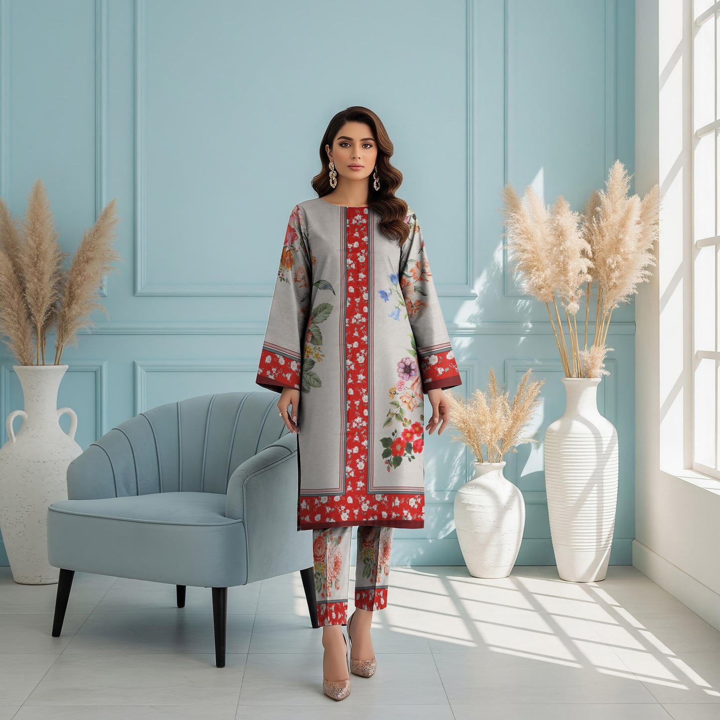 Anaya Noor Printed Lawn Co-ard Set 2PC