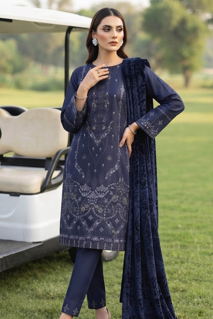 Khoshbo Sa By Anaya Noor Full Emb Dhanak With Plachi Shawl 3PC