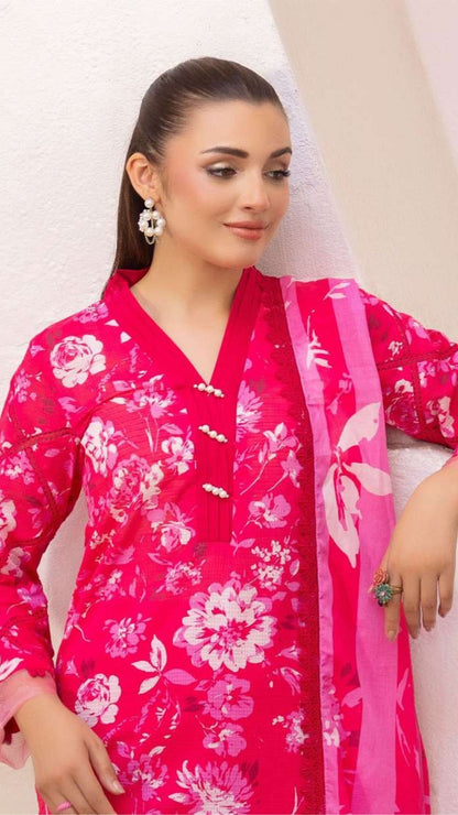 Coral Premium Doria Printed Lawn 3-PC