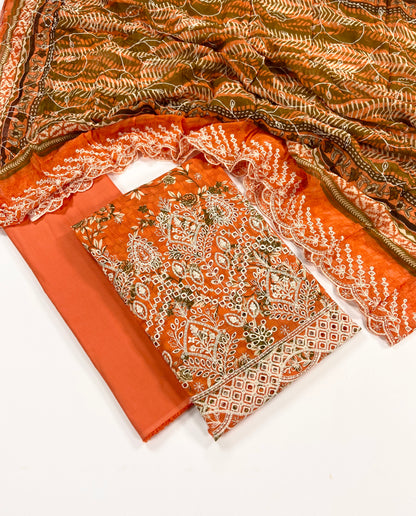 Riwayat Embroidered Lawn With Chiffon Dupatta 3PC