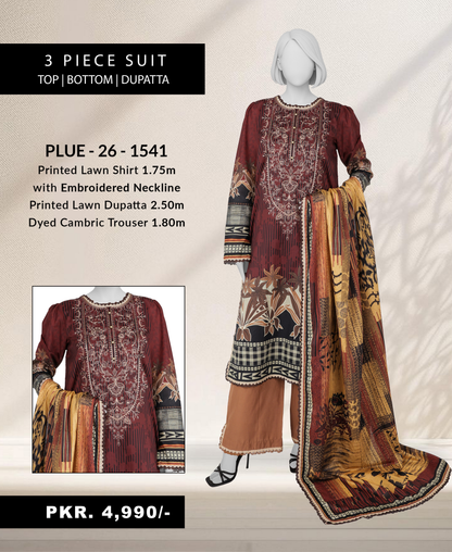 Panjnad by j. Emb Lawn Collection 3PC