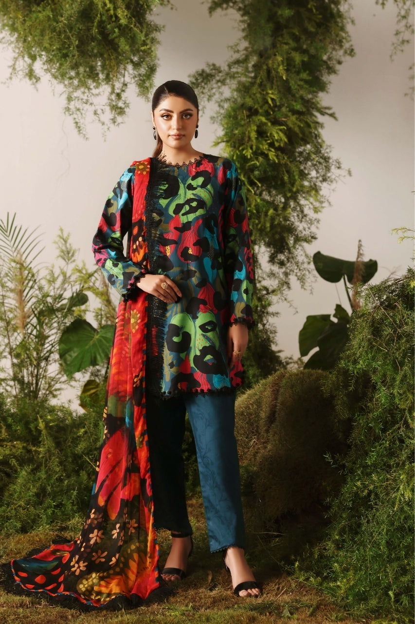 Bloom & Vogue By Naqsh Digital Printed Self Jacquard Viscose 3PC