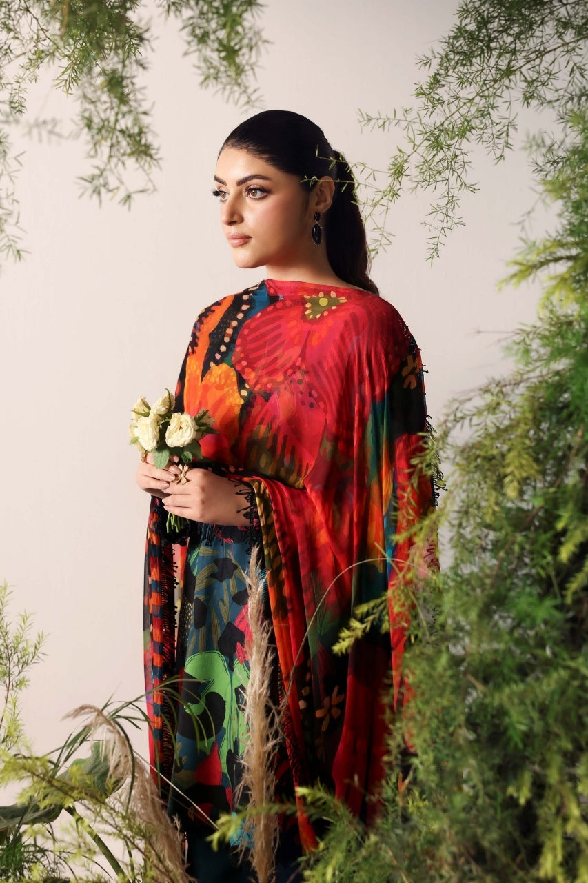 Bloom & Vogue By Naqsh Digital Printed Self Jacquard Viscose 3PC