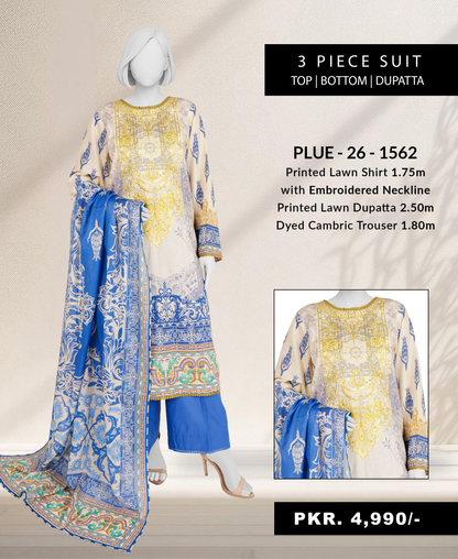 Panjnad by j. Emb Lawn Collection 3PC