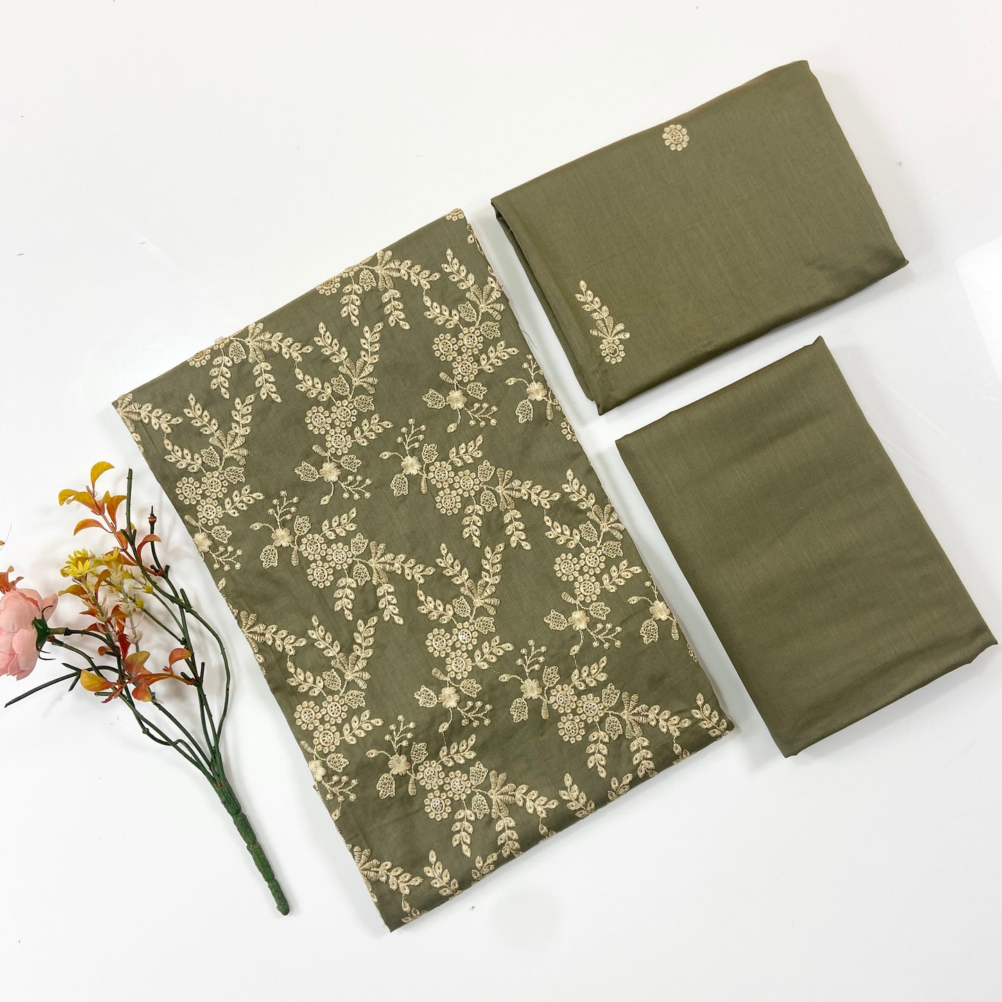 Bareeze Plain Emb Shirt & Trouser Lawn 2PC
