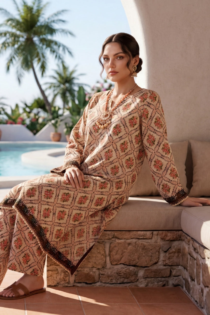 Elaya Platinum Premium Printed Lawn 2PC