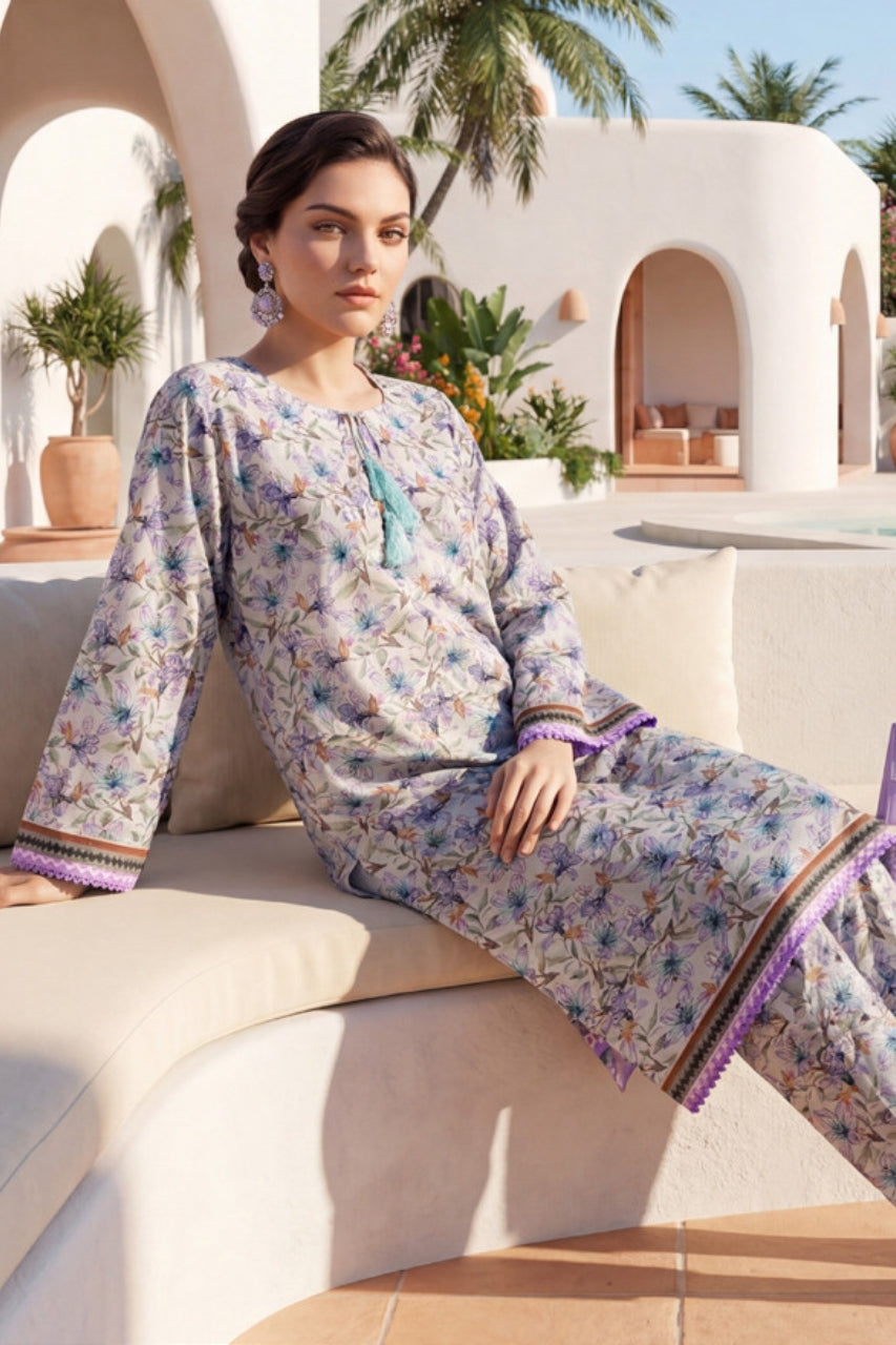 Elaya Platinum Premium Printed Lawn 2PC