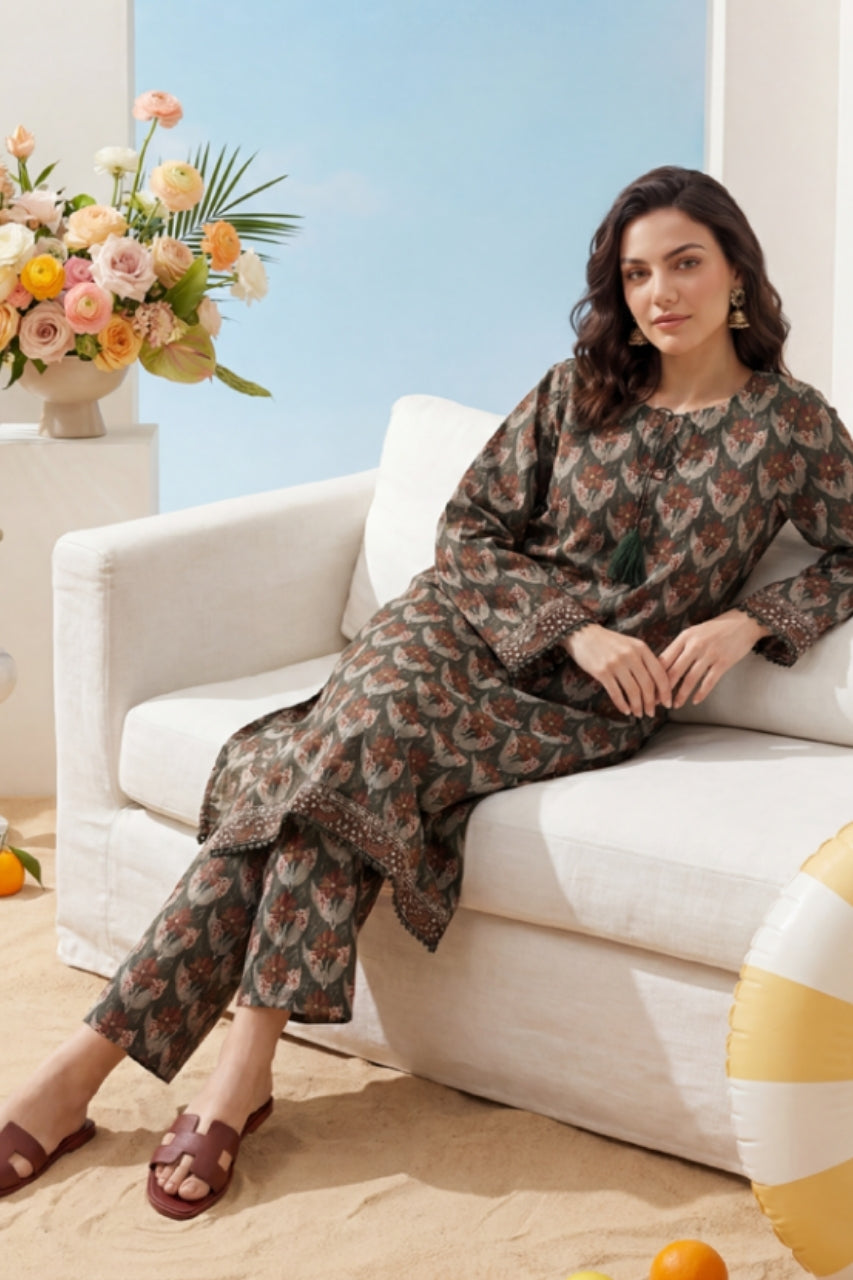 Elaya Platinum Premium Printed Lawn 2PC