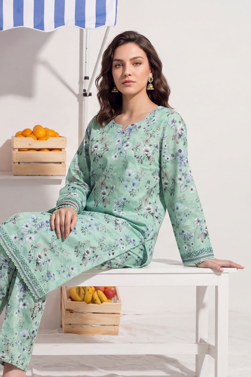 Elaya Platinum Premium Printed Lawn 2PC