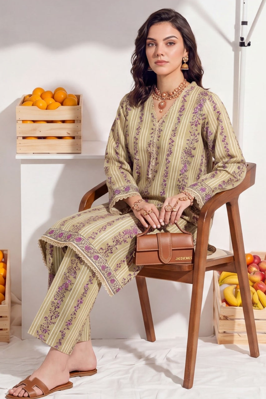 Elaya Platinum Premium Printed Lawn 2PC