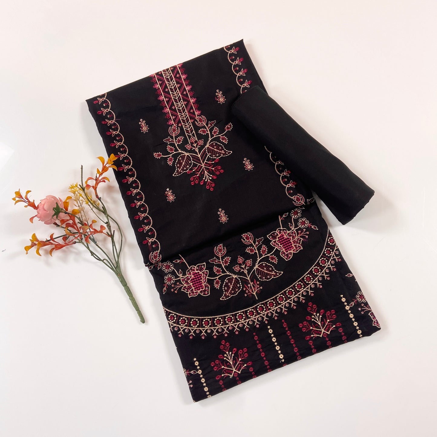 Beechtree Plain Emb Shirt & Trouser Lawn 2PC