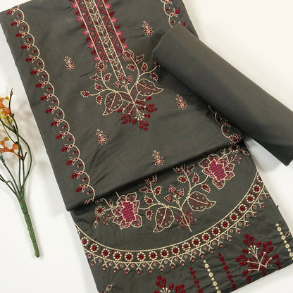 Beechtree Plain Emb Shirt & Trouser Lawn 2PC