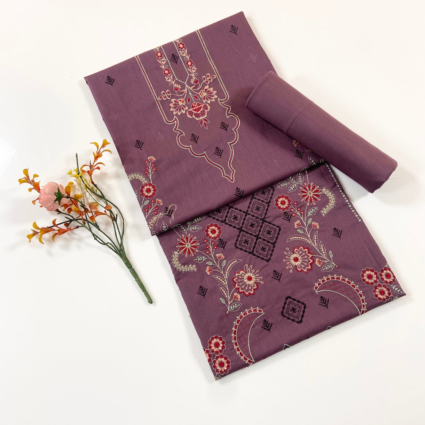 Beechtree Plain Emb Shirt & Trouser Lawn 2PC
