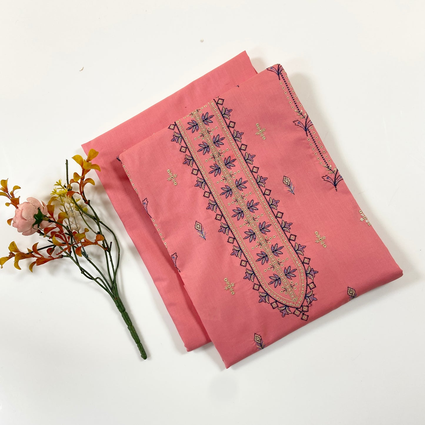 Beechtree Plain Emb Shirt & Trouser Lawn 2PC