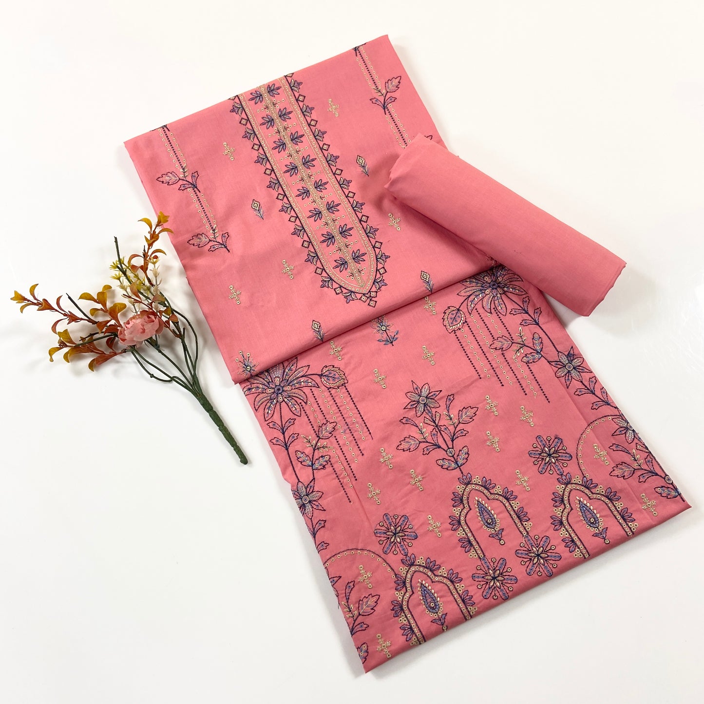 Beechtree Plain Emb Shirt & Trouser Lawn 2PC