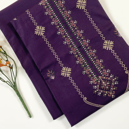 Ethnic Plain Emb Shirt & Trouser Lawn 2PC