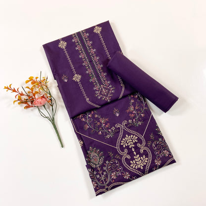 Ethnic Plain Emb Shirt & Trouser Lawn 2PC