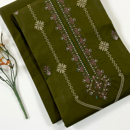 Ethnic Plain Emb Shirt & Trouser Lawn 2PC
