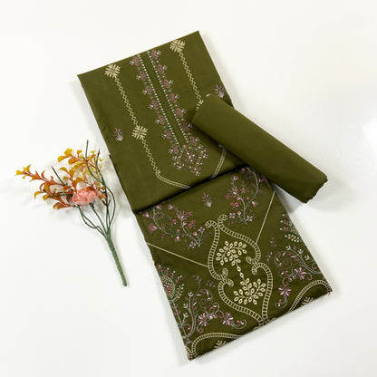 Ethnic Plain Emb Shirt & Trouser Lawn 2PC