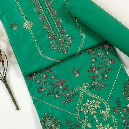 Ethnic Plain Emb Shirt & Trouser Lawn 2PC