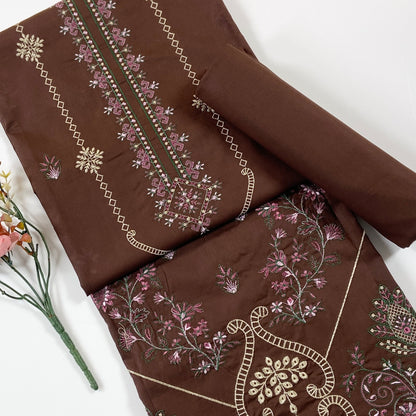 Ethnic Plain Emb Shirt & Trouser Lawn 2PC